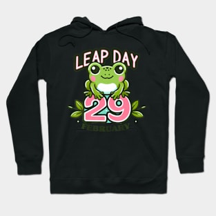 Leap Year 2024 Cute Frog Leap Day Birthday Hoodie